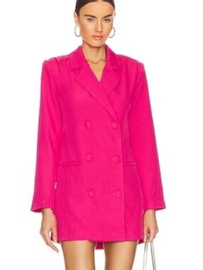 Steve Madden Reagan Dress Hot Pink Jacket Buttons S NWT $109